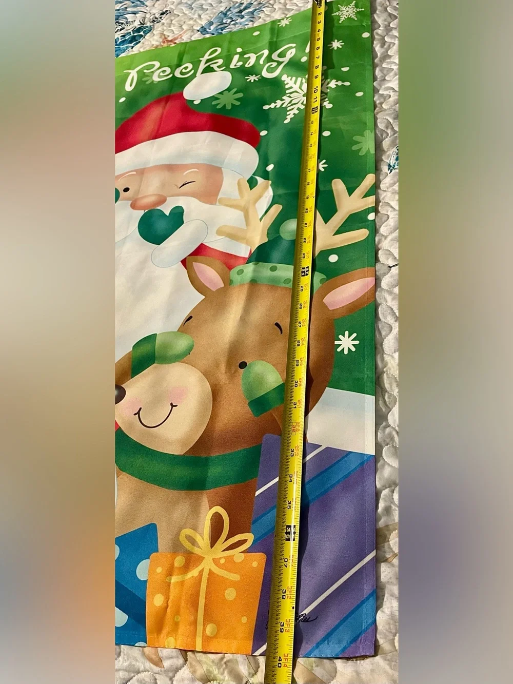 Briarwood Lane “No Peeking!” Christmas Decorative House Flag – Santa, Snowman &